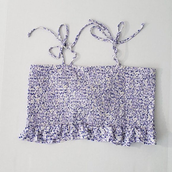 JOLIE & JOY Smocked Front Tie Cropped Tank Top - Picture 4 of 7